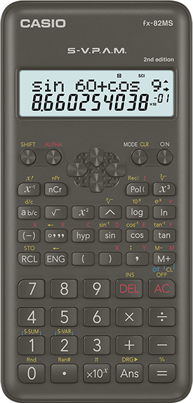 Casio FX-82MS-2 Taschenrechner Tasche Wissenschaftlicher Taschenrechner Schwarz