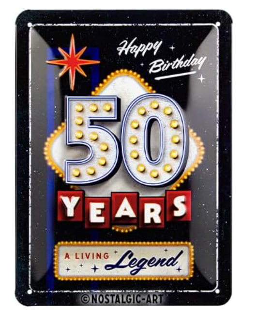 Nostalgic Art Schild 50 Years Birthday Dekoratives Schild & Tafel für drinnen Metall Mehrfarbig