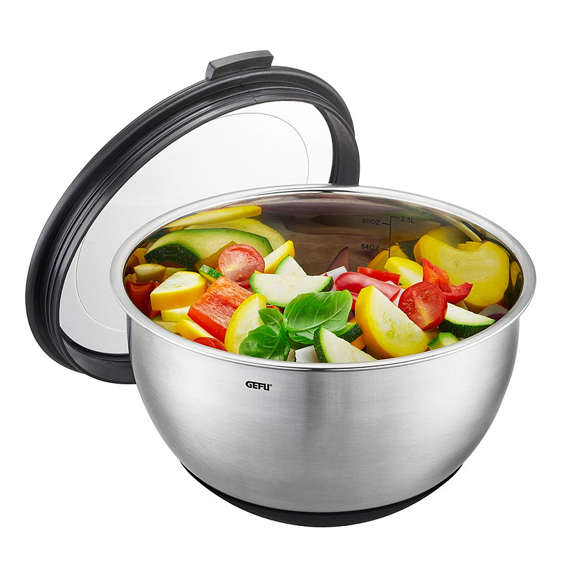 GEFU MUOVO Rund Schüssel 2,5 l Schwarz, Edelstahl 1 Stück(e)