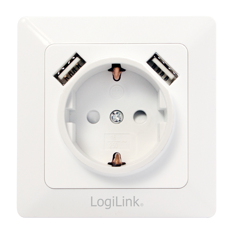 LogiLink PA0162 Steckdose 2 x USB + CEE 7/3 Weiß