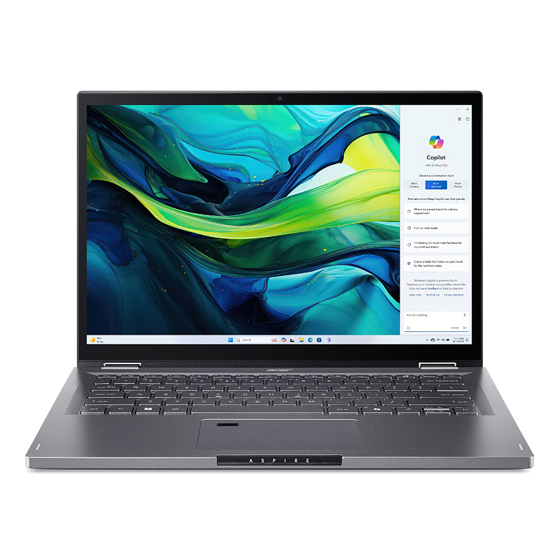 Acer Aspire Spin 14 ASP14-52MTN-75Q5 Intel Core Ultra 7 155U Hybrid (2-in-1) 35,6 cm (14") Touchscreen WUXGA 16 GB LPDDR5x-SDRAM 1 TB SSD Wi-Fi 6 (802.11ax) Windows 11 Home Grau