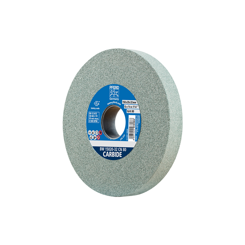 PFERD Schleifbockscheibe Ø 150x20mm Bohrung-Ø 32 mm SiC80 für harte Materialien z.B. Hartmetall