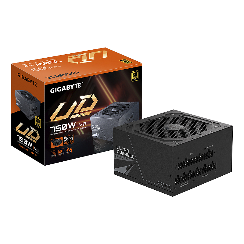 GIGABYTE UD750GM PG5 V2 Netzteil – PCIe Gen 5.1, 80 PLUS Gold, Vollmodulares Design, 120-mm-Lüfter, ATX 3.1-kompatibel, EU-Stecker