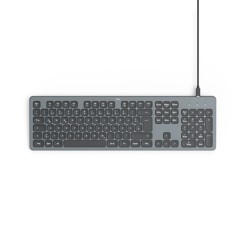 Hama CK-400 Tastatur Heimbüro USB QWERTZ Deutsch Schwarz, Dunkles Grau