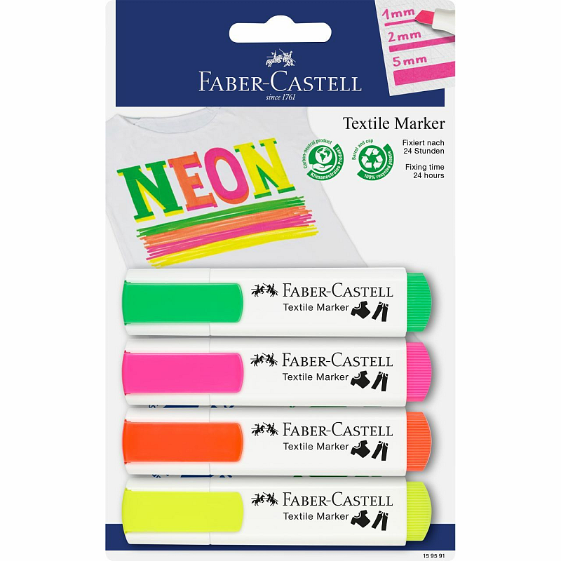 Faber-Castell 159591 Marker 4 Stück(e) Grün, Orange, Pink, Gelb