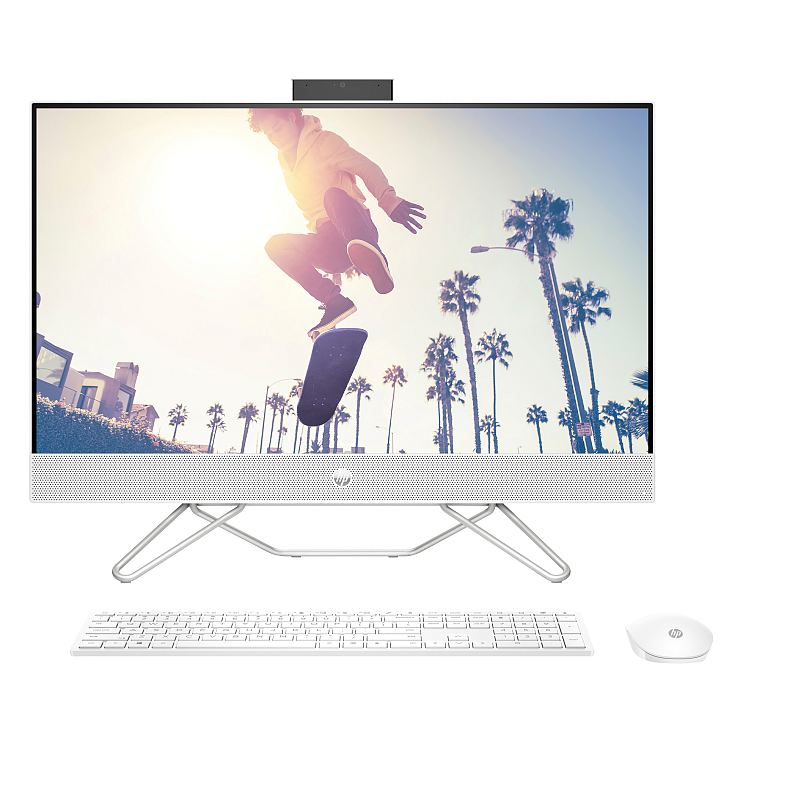 HP 24-cb1103ng Bundle Intel® Core™ i3 i3-1215U 60,5 cm (23.8") 1920 x 1080 Pixel All-in-One-PC 8 GB DDR4-SDRAM 256 GB SSD NVIDIA GeForce MX450 FreeDOS Wi-Fi 5 (802.11ac) Weiß