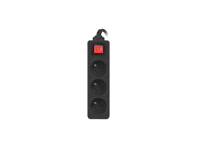 Lanberg PS1-03E-0300-BK Verlängerungskabel 3 m 3 AC-Ausgänge Drinnen/Draußen Schwarz
