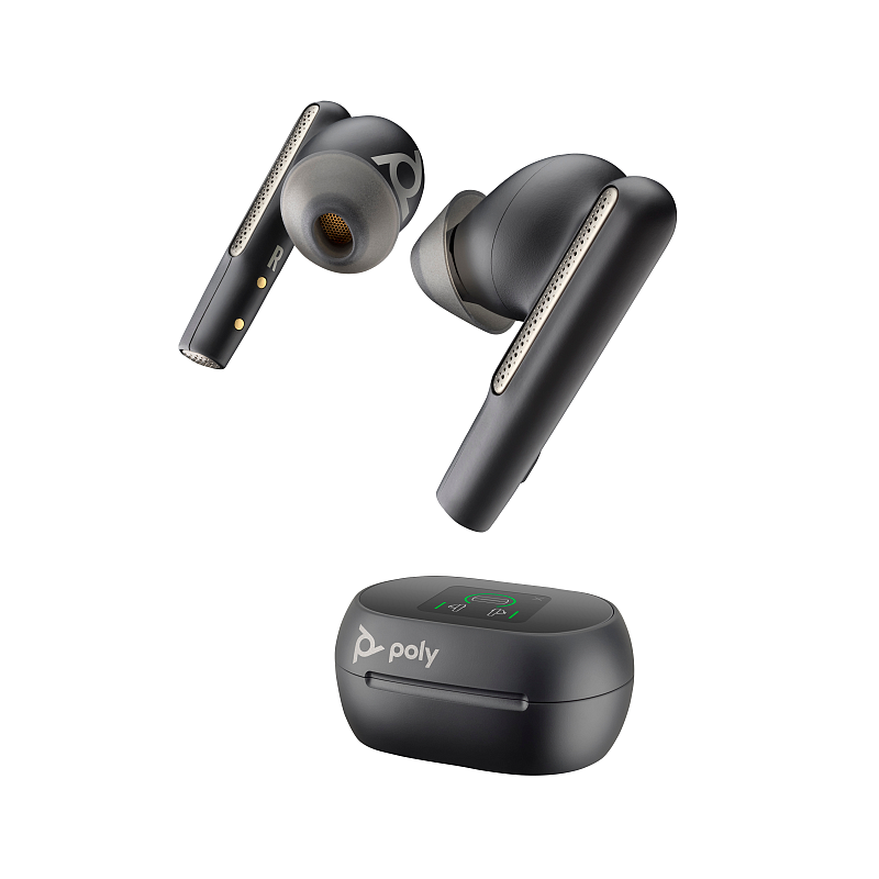 HP Poly Voyager Free 60+ UC M Carbon Black Earbuds +BT700 USB-C Adapter +Touchscreen-Ladeetui