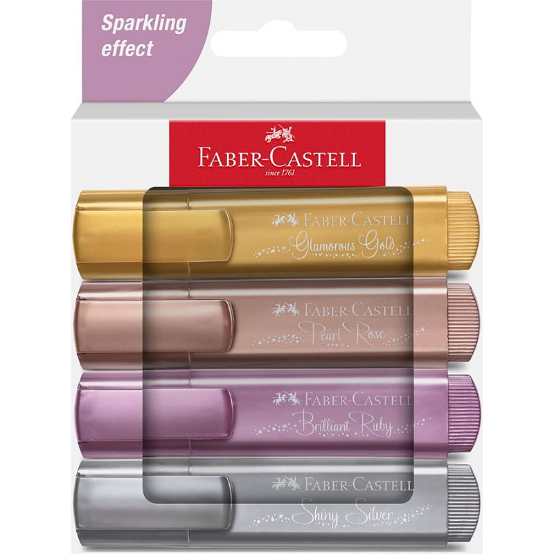 Faber-Castell Textliner 46 Metallic Marker 4 Stück(e) Gold, Violett, Rose, Silber