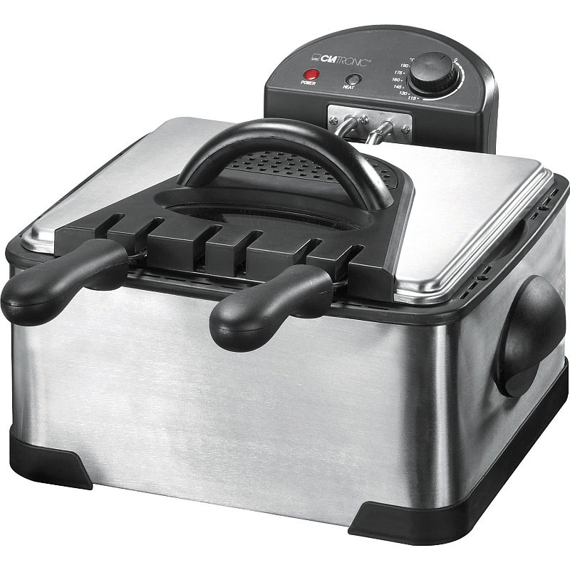 Clatronic FR 3195 Doppel 4 l 2000 W Schwarz, Edelstahl