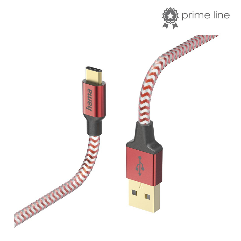 Hama Reflective USB Kabel USB 2.0 1,5 m USB A USB C Rot