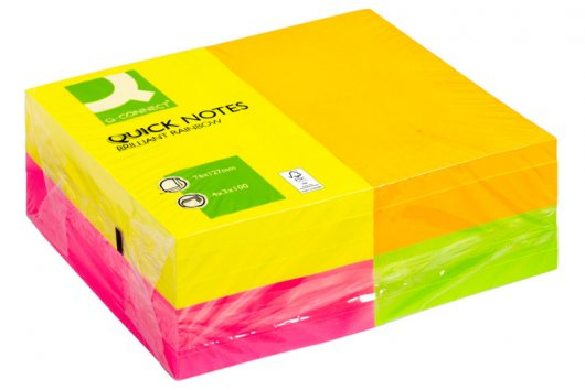 Q-CONNECT KF01350 Klebezettel Rechteck Grün, Magenta, Orange, Gelb 100 Blätter Selbstklebend