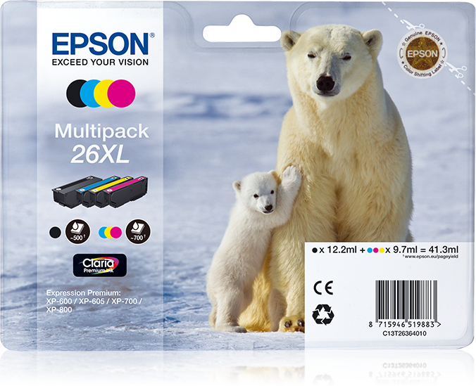 Epson Polar bear Multipack 4 Farben 26XL Claria Premium Ink