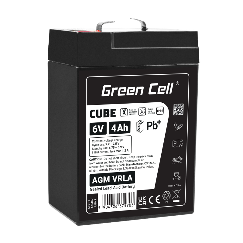 Green Cell AGM6V4AH-J USV-Batterie Plombierte Bleisäure (VRLA) 6 V 4 Ah