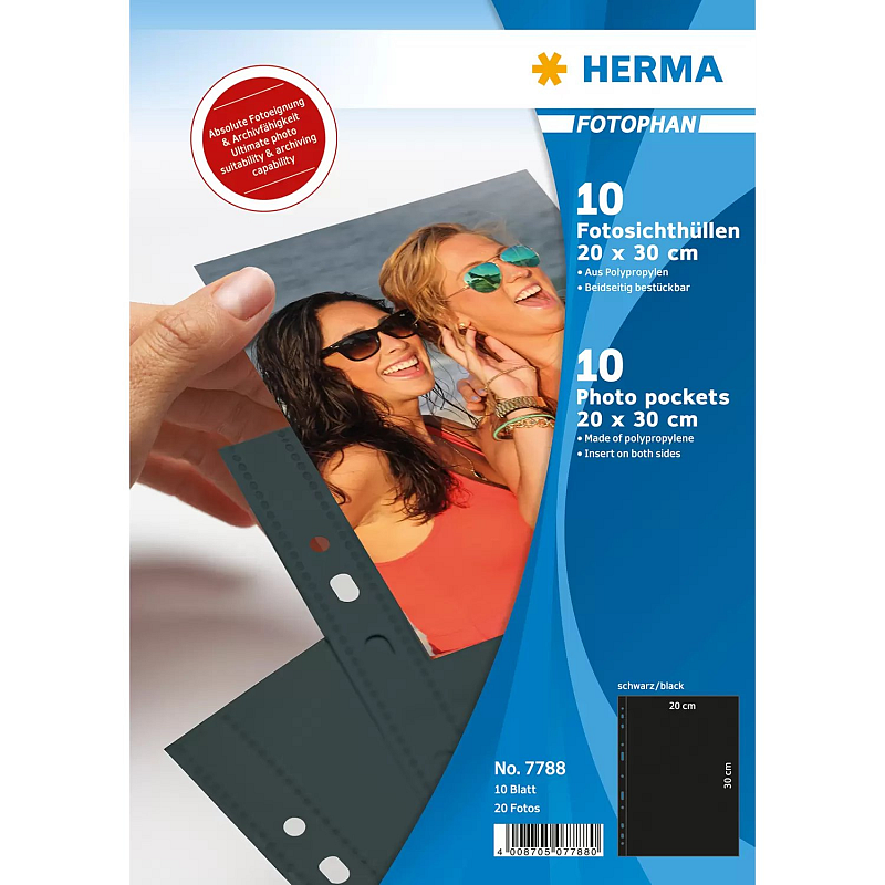 HERMA Fotophan Fotosichthüllen 20x30 cm hoch schwarz 10 Hüllen