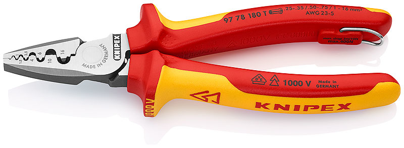 Knipex 97 78 180 T Kabel-Crimper Kombinationswerkzeug Rot, Gelb