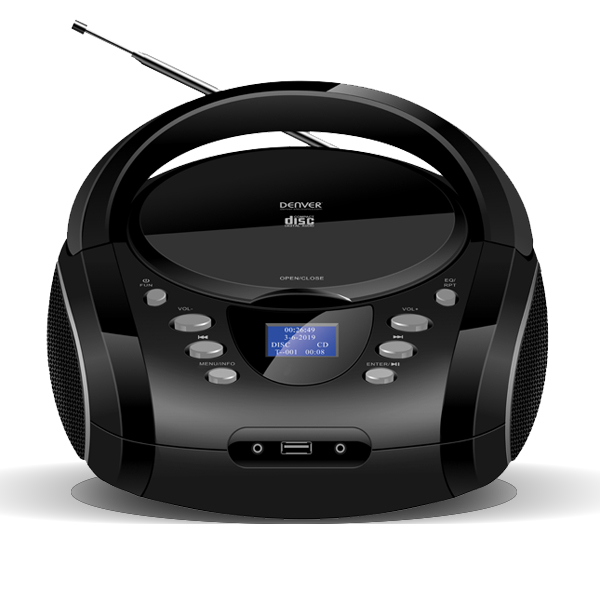 Denver TDB-10 Tragbares Stereosystem Analog 1,8 W DAB+, FM Schwarz Playback MP3