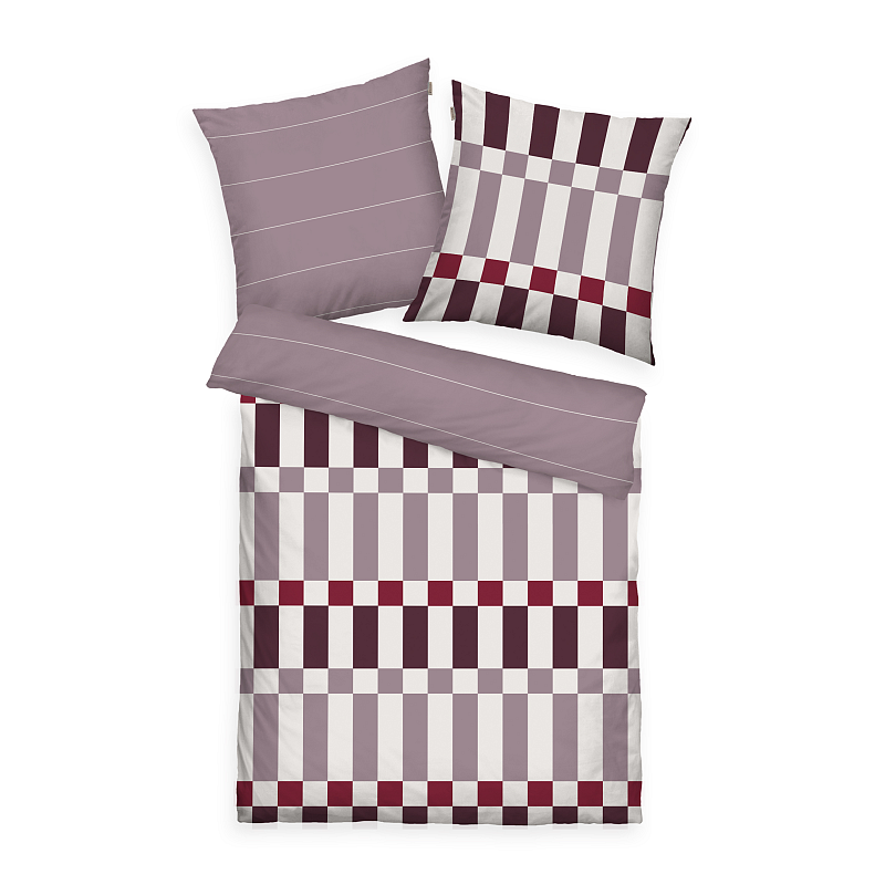 HERDING TOM TAILOR Bettwäsche-Set 'Bold Check Cozy Mauve & Plum & Off White' - 65-x-100-cm-160-x-210-cm-ch