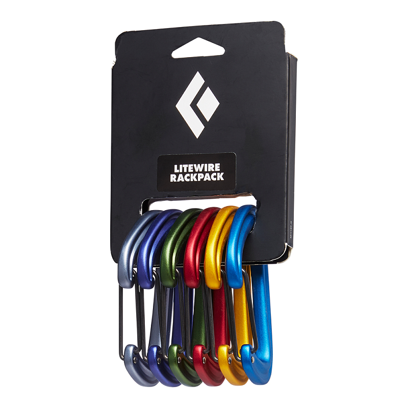 Black Diamond Litewire Rackpack Verschlusskarabiner D-förmig Stahl Blau, Grün, Rot, Gelb 6 Stück(e)