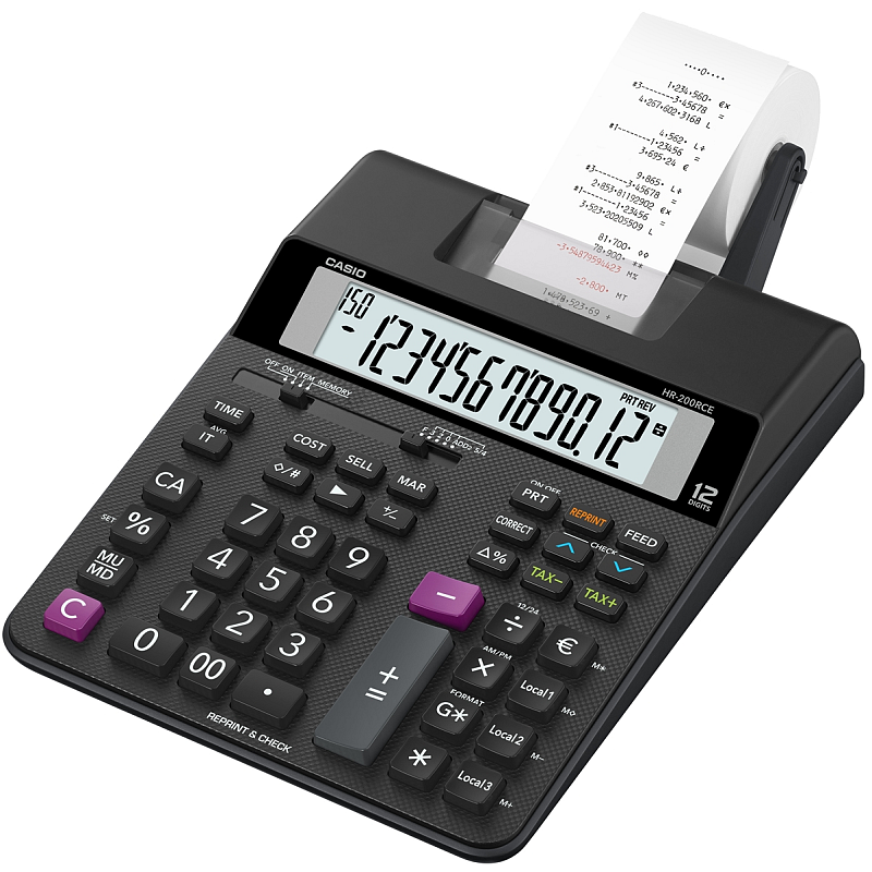 Casio HR-200RCE Taschenrechner Desktop Druckrechner Schwarz