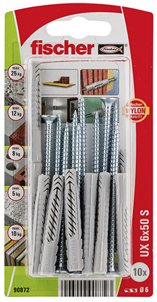 Fischer 90872 Schraubanker/Dübel 10 Stück(e) Schrauben- und Ankersatz 50 mm