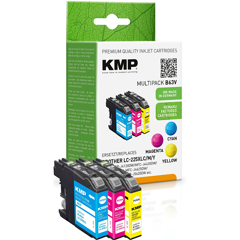 KMP B63V Druckerpatrone 3 Stück(e) Kompatibel Hohe (XL-) Ausbeute Cyan, Magenta, Gelb