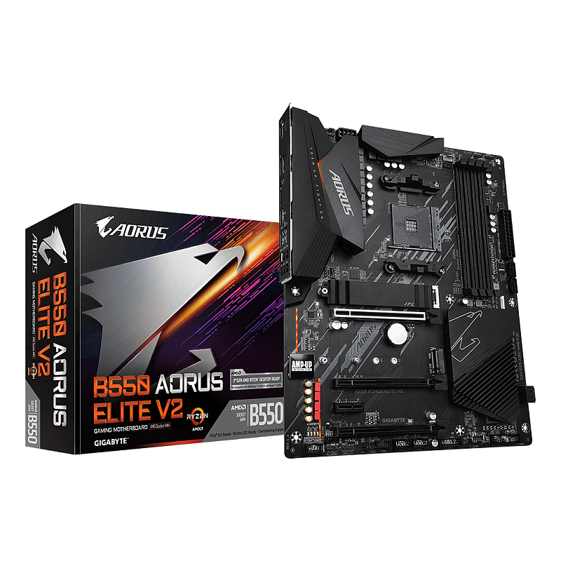 GIGABYTE B550 AORUS ELITE V2 Mainboard – AMD Ryzen 5000 CPUs, 12+2 Phasen VRM, bis zu 4733 MHz DDR4, 1xPCIe 4.0 + 1xPCIe 3.0 M.2, 2.5GbE LAN, USB 3.2 Gen 2