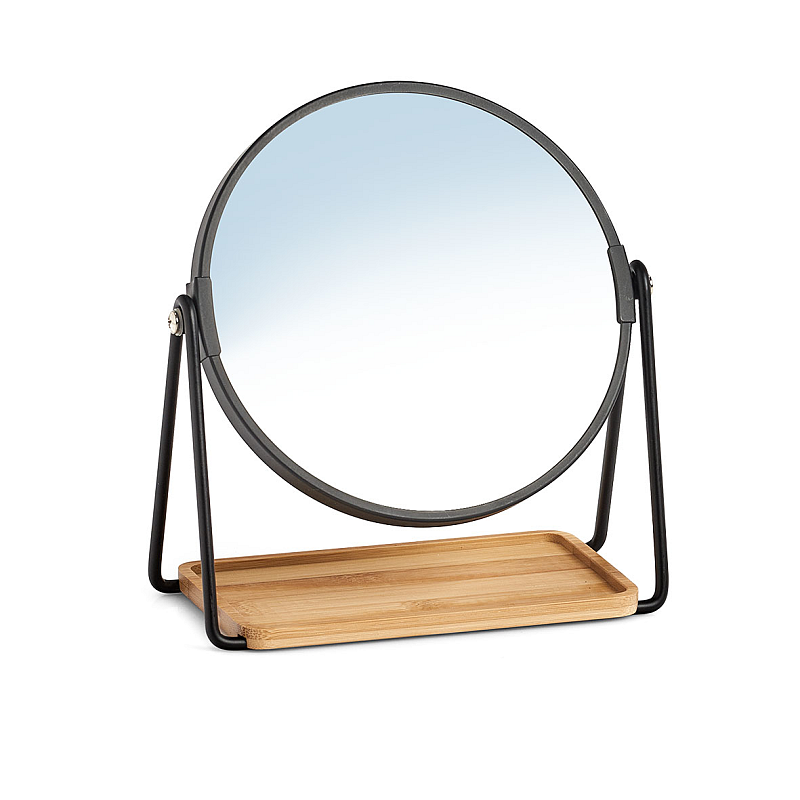 Zeller Present 18738 Make-up-Spiegel Freistehend Rund Schwarz, Spiegel