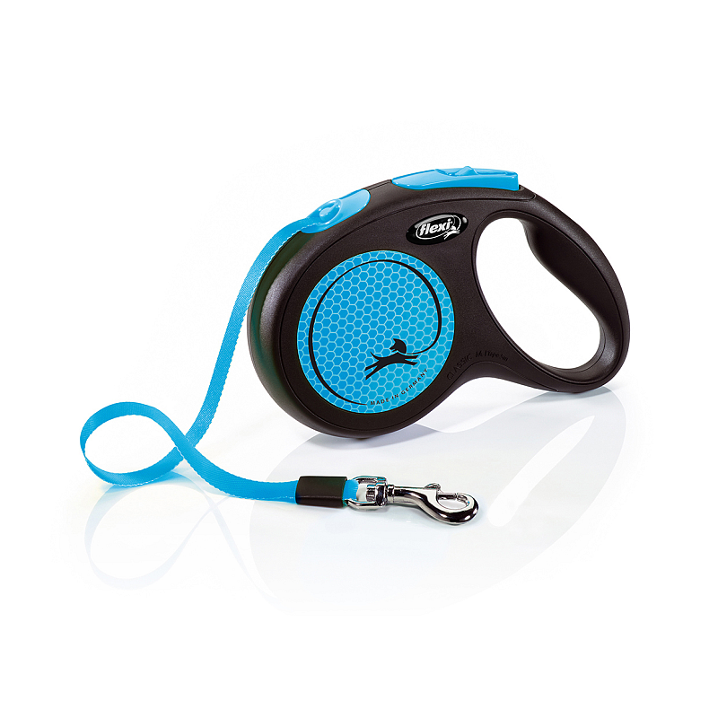 Flexi Neon 5 m Schwarz, Blau Hund Rückziehbare Leine
