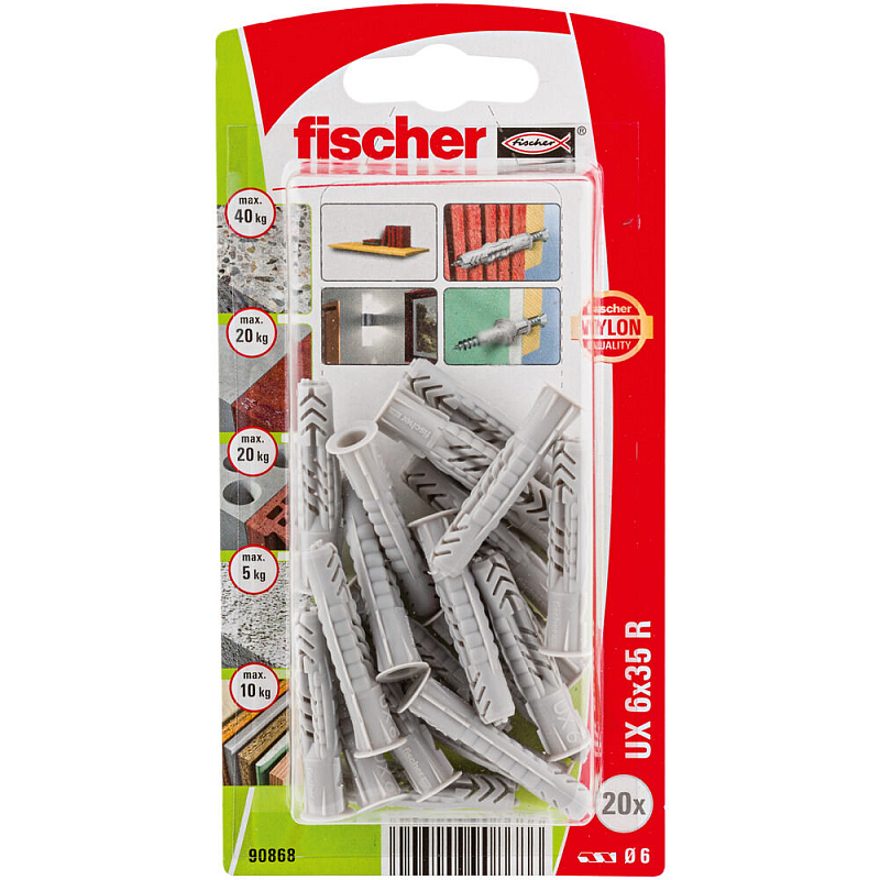 Fischer 90868 Schraubanker/Dübel 20 Stück(e) Schrauben- & Dübelsatz 35 mm