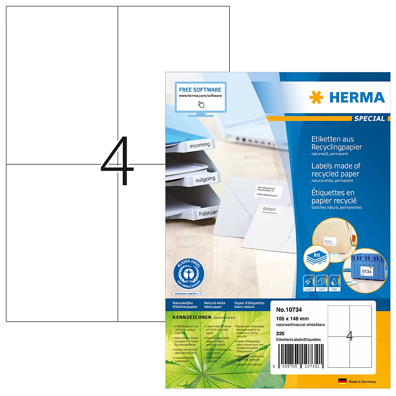 HERMA 10734 Druckeretikett Weiß Selbstklebendes Druckeretikett