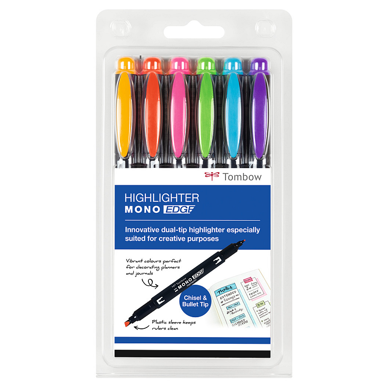 Tombow MONO edge Marker 6 Stück(e) Feine/ runde Spitze Mehrfarbig