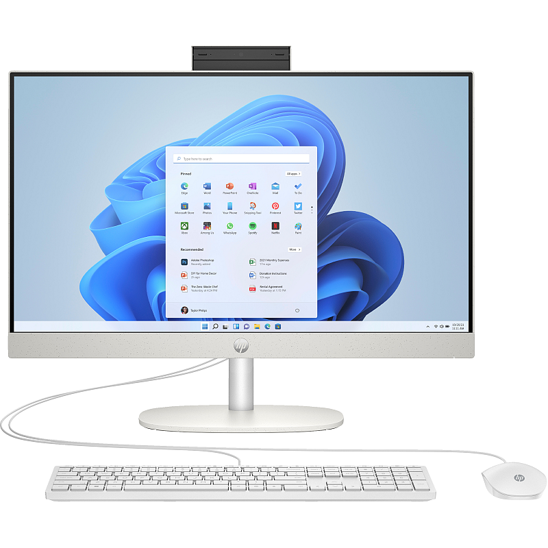 HP 24-cr0009ng AMD Ryzen™ 3 7320U 60,5 cm (23.8") 1920 x 1080 Pixel All-in-One-PC 8 GB LPDDR5-SDRAM 512 GB SSD Windows 11 Home Wi-Fi 6 (802.11ax) Weiß