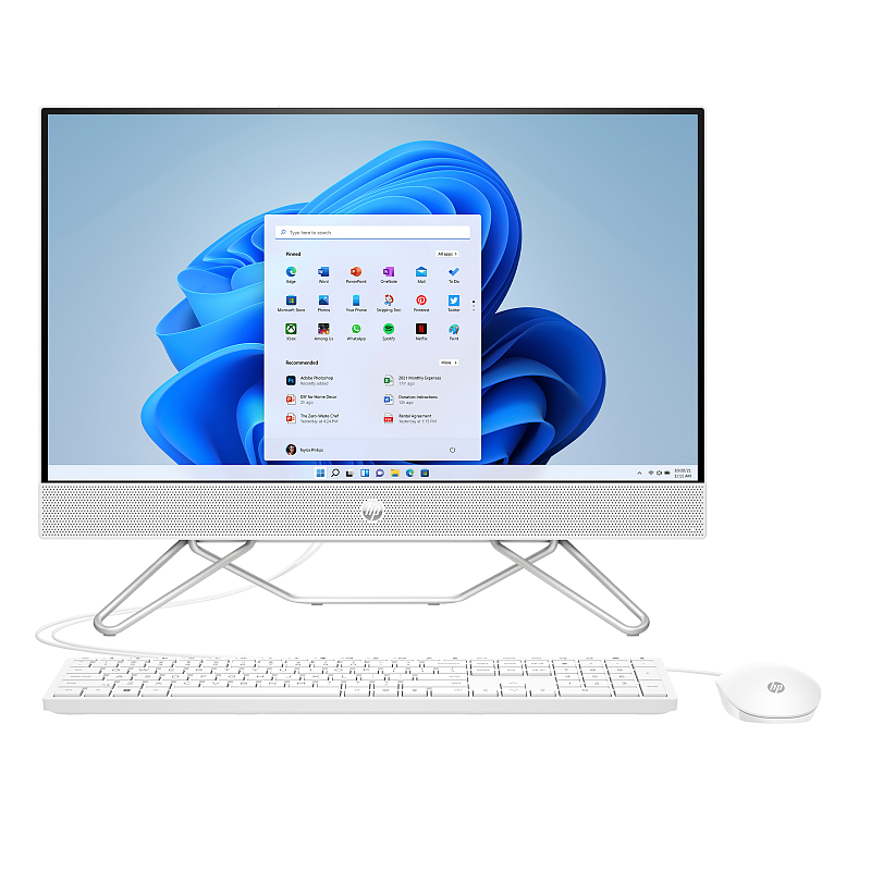 HP 24-cb1403ng Bundle Intel® Core™ i5 i5-1235U 60,5 cm (23.8") 1920 x 1080 Pixel All-in-One-PC 16 GB DDR4-SDRAM 512 GB SSD Windows 11 Home Wi-Fi 5 (802.11ac) Weiß