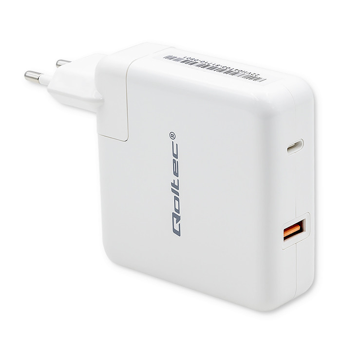 Qoltec 51710 Ladegerät für Mobilgeräte Universal Weiß AC Schnellladung Drinnen