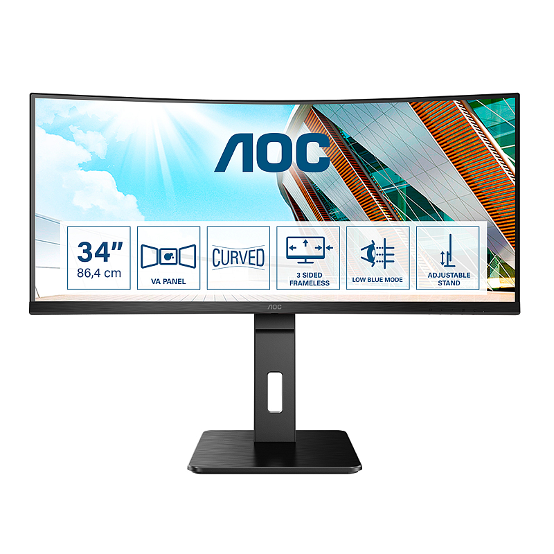 AOC P2 CU34P2A Computerbildschirm 86,4 cm (34") 3440 x 1440 Pixel Quad HD LED Schwarz
