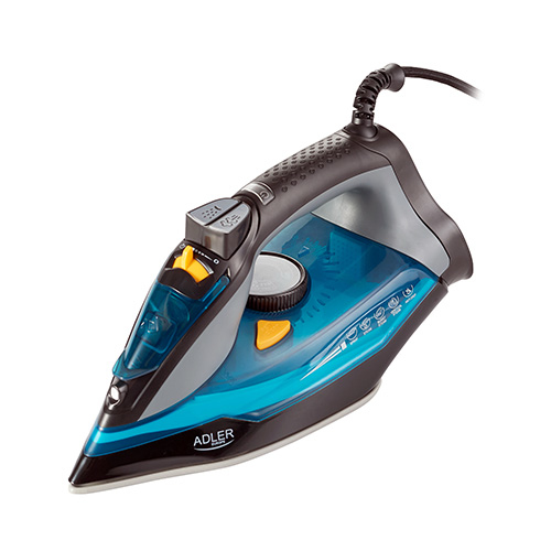 Adler AD 5032 Bügeleisen Trocken-Bügeleisen Keramik-Bügelsohle 2400 W Schwarz, Blau, Grau