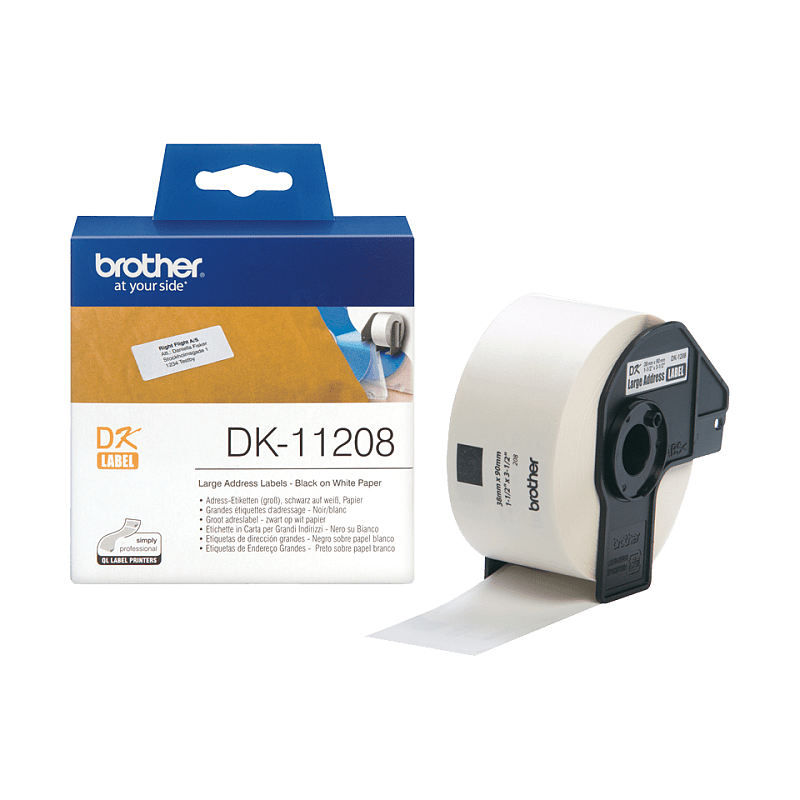 Brother DK-11208 Etiketten erstellendes Band Schwarz auf weiss