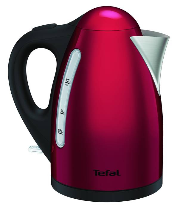 Tefal KI110511 Wasserkocher 1,7 l 2400 W Schwarz, Rot, Edelstahl