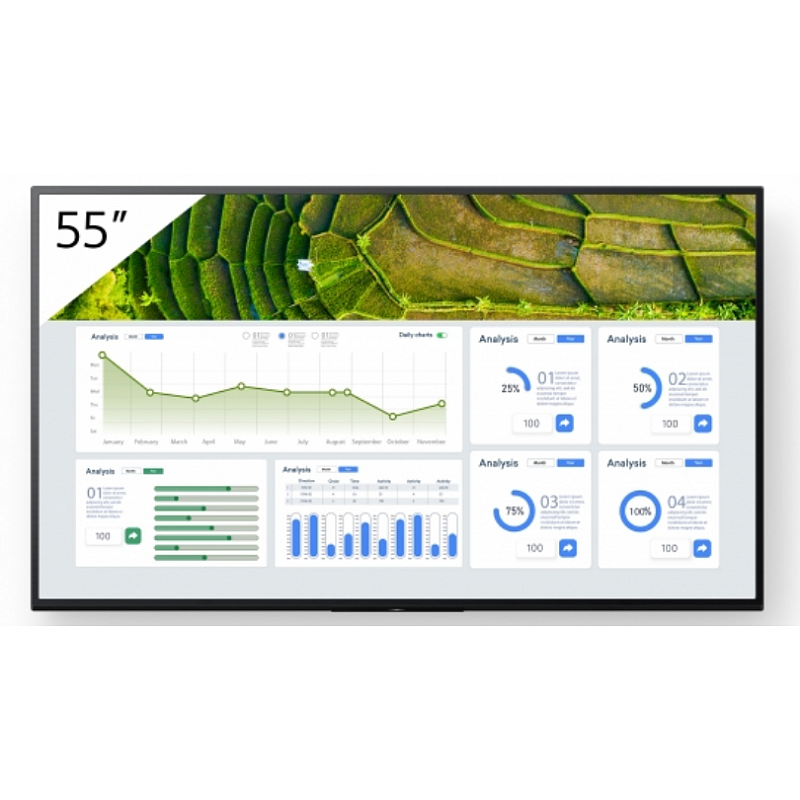Sony FW-55BZ30L Signage-Display Digital Signage Flachbildschirm 139,7 cm (55") LCD WLAN 440 cd/m² 4K Ultra HD Schwarz Android 24/7
