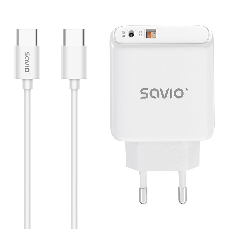 Savio LA-10 Ladegerät für Mobilgeräte Handy, Telefon, Universal Weiß USB Schnellladung