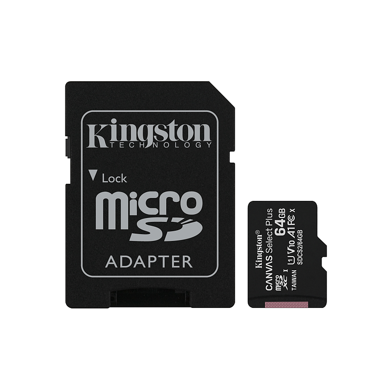 Kingston Technology Canvas Select 64GB micSDXC Plus 100R A1 C10 Speicherkarte + Adapter
