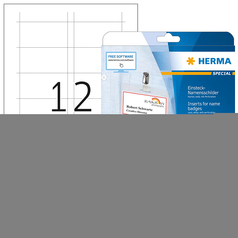 HERMA Namens-Einsteckschilder A4 75x40 mm weiß Karton nicht klebend 300 St.