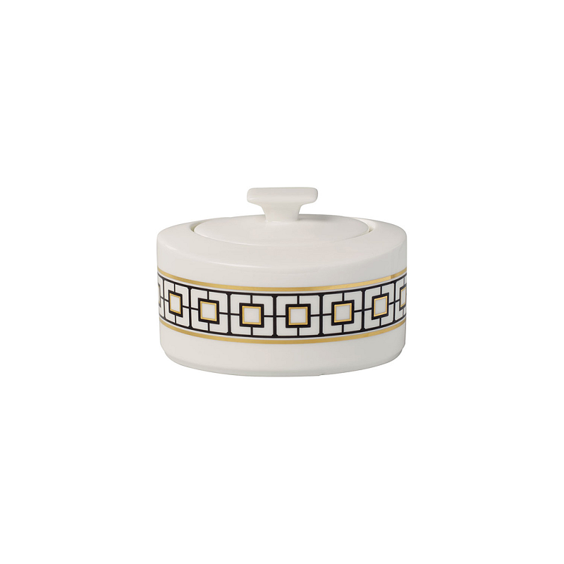 Villeroy & Boch 1046520960 Zuckerdose Schwarz, Gold, Weiß Porzellan