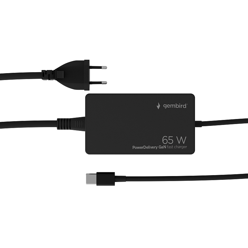 Gembird NPA-AC-PDQC65-01 Ladegerät für Mobilgeräte Universal Schwarz Schnellladung Drinnen