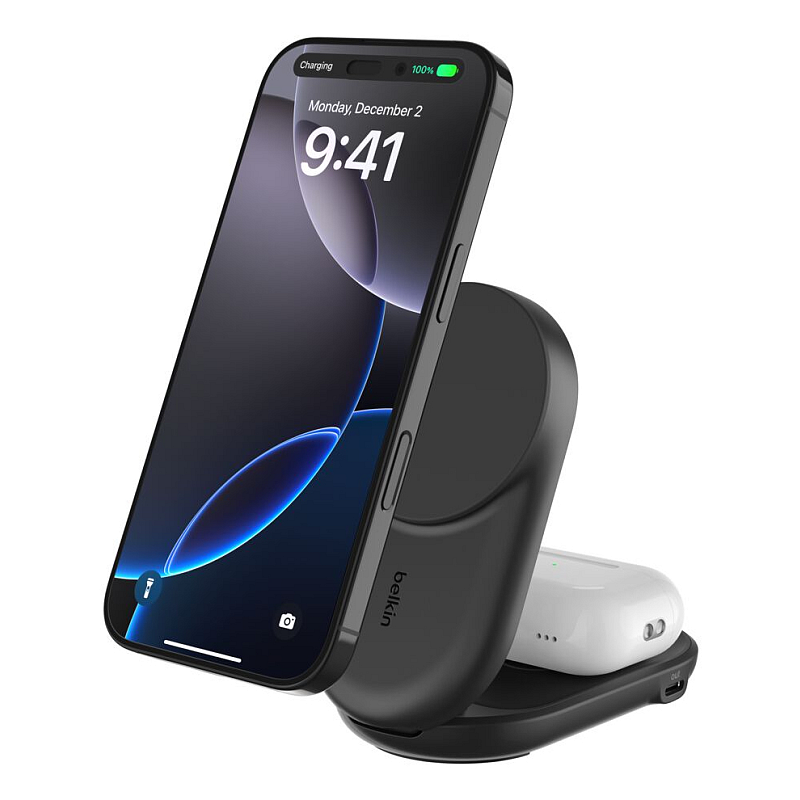 Belkin Qi2 Fitness tracker, Kopfhörer, Smartphone, Smartwatch Schwarz USB Kabelloses Aufladen Schnellladung Drinnen