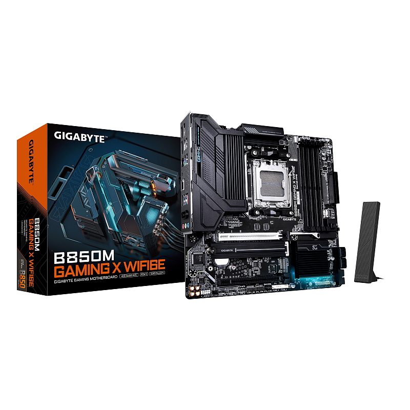 GIGABYTE B850M GAMING X WIFI6E Motherboard - AMD Ryzen 9000 Serien CPUs, 10+2+2 Phasen Digital VRM, bis zu 8200MHz DDR5 (OC), 1xPCIe 5.0 + 1xPCIe 4.0 M.2, 2.5LAN, WIFI 6E, USB 3.2 Gen 2.
