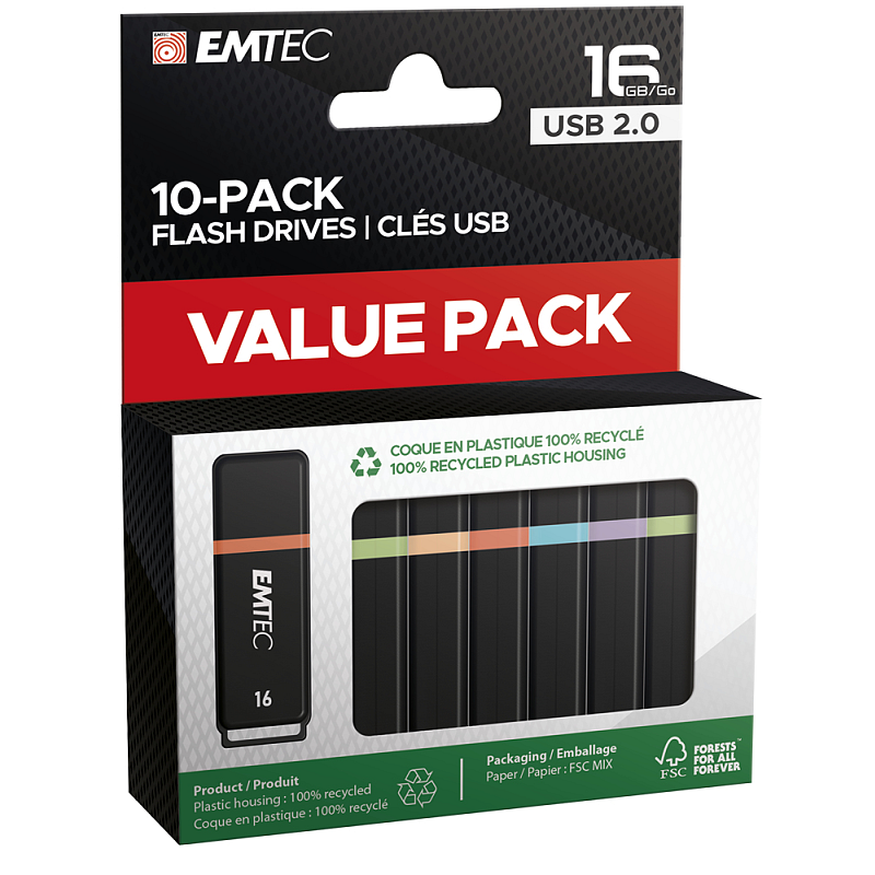 Emtec K100 USB-Stick 16 GB USB Typ-A 2.0 Schwarz, Mehrfarbig