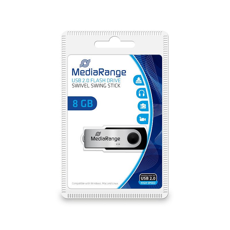 MediaRange MR908 USB-Stick 8 GB USB Type-A / Micro-USB 2.0 Schwarz, Silber