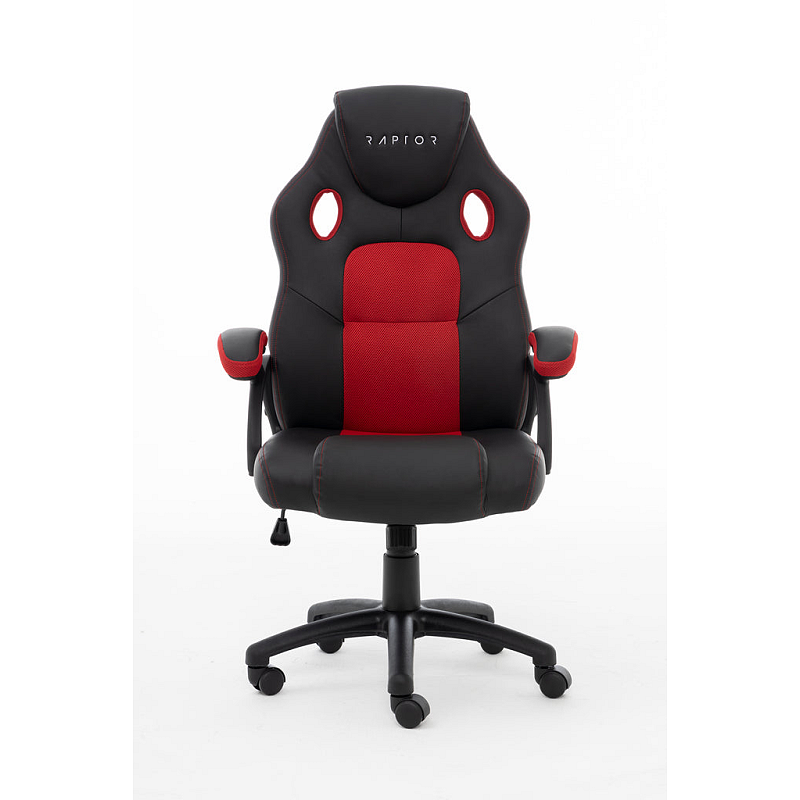 Raptor Gaming 437764 Videospiel-Stuhl PC-Gamingstuhl Gepolsterter Sitz Schwarz, Rot